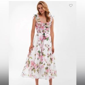 Floral Midi Tie-Strap dress